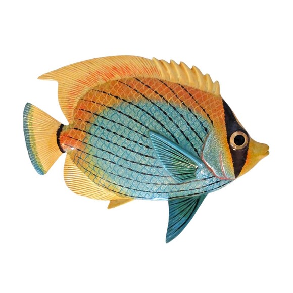 Vtg Charlotte Int’l Trade 3D Tropical Fish Plagues Wall Hangings Beach Bath Set - Picture 2 of 5